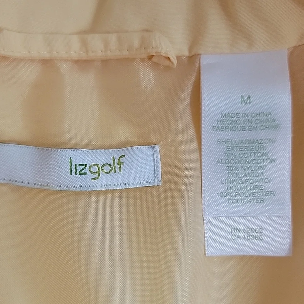 Liz Golf Windbreaker Light Yellow Women's Utility Jacket - Size M
